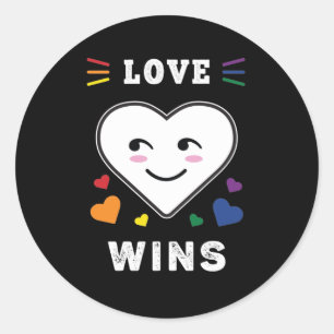 Heart Face Love Wins LGBTQ Gay Pride Classic Round Sticker