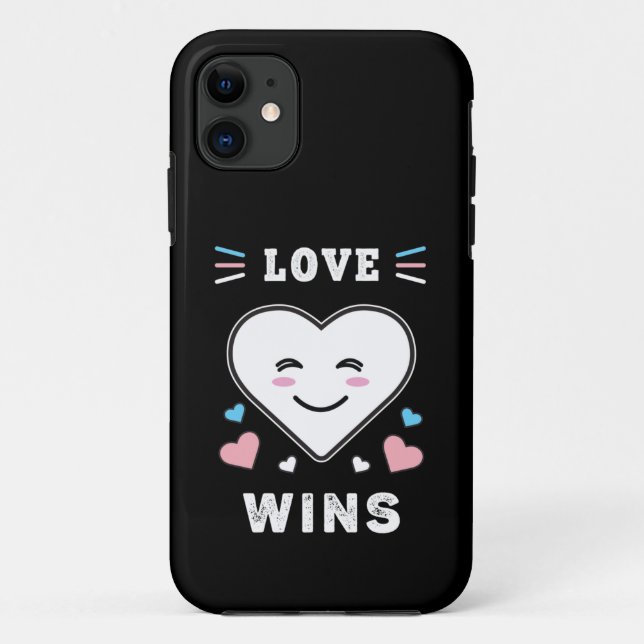 Heart Face Love Wins LGBTQ Transgender Pride Case-Mate iPhone Case (Back)