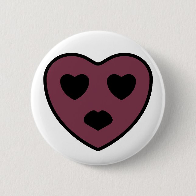 Heart Face Pout 6 Cm Round Badge (Front)
