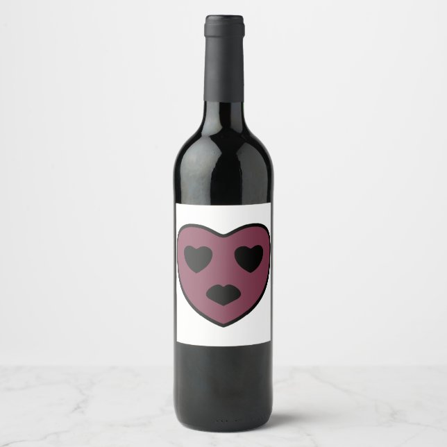 Heart Face Pout Wine Label (Front)