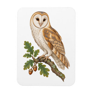 Heart Faced Barn Owl in Oak Woodland Magnet
