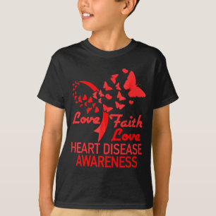 Heart Faith Hope Love Butterfly Heart Disease Awar T-Shirt
