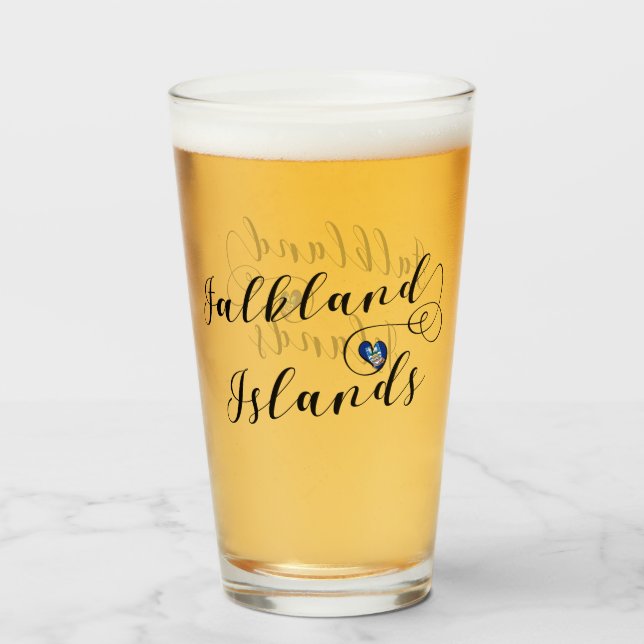 Heart Falkland Islands Flag, Falkland Isles Glass (Back Filled)