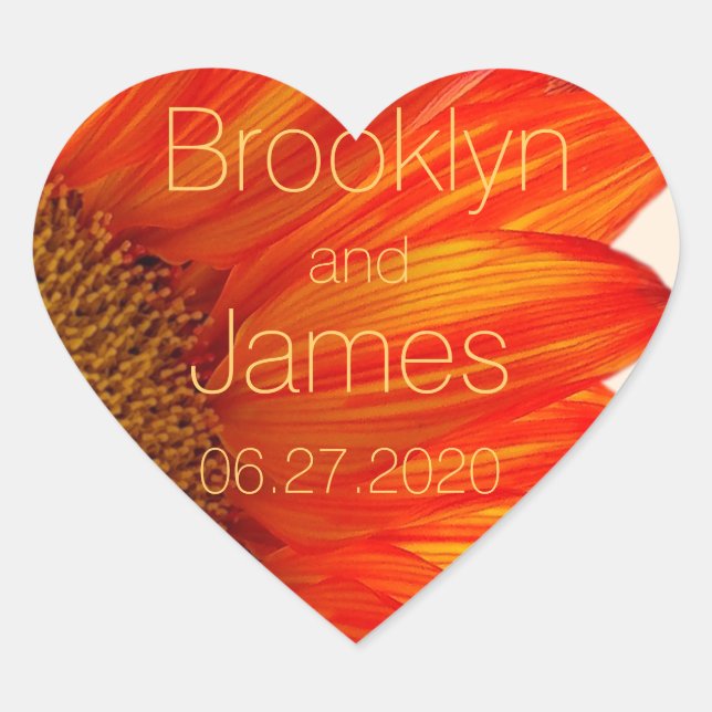 Heart Fall Wedding Stickers Sunflower (Front)