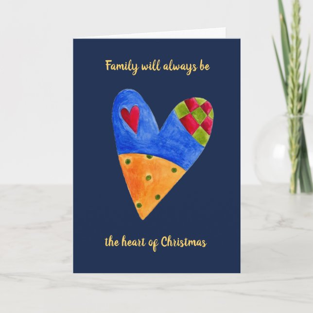 Heart Family Love Christmas Holiday Greeting Card (Front)