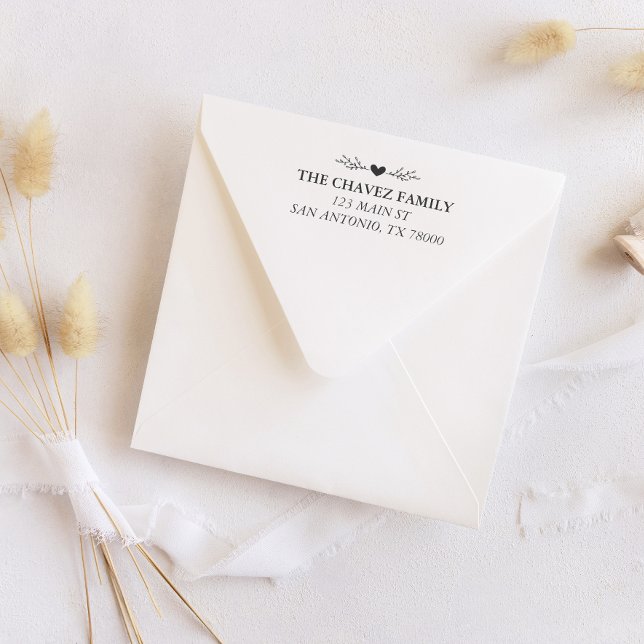 Heart Family Name Return Address Self-inking Stamp (Creator Uploaded)