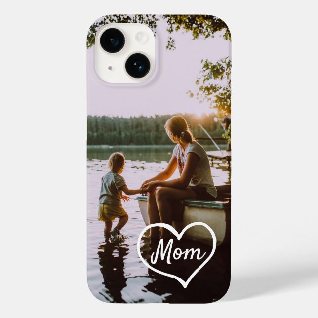 Heart Family Photo Script Custom Gift iPhone Case (Back)