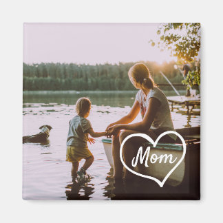 Heart Family Photo Script Custom Gift Magnet
