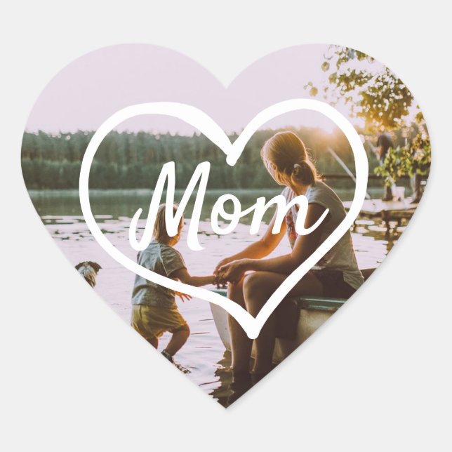 Heart Family Photo Script Custom Gift Sticker (Front)