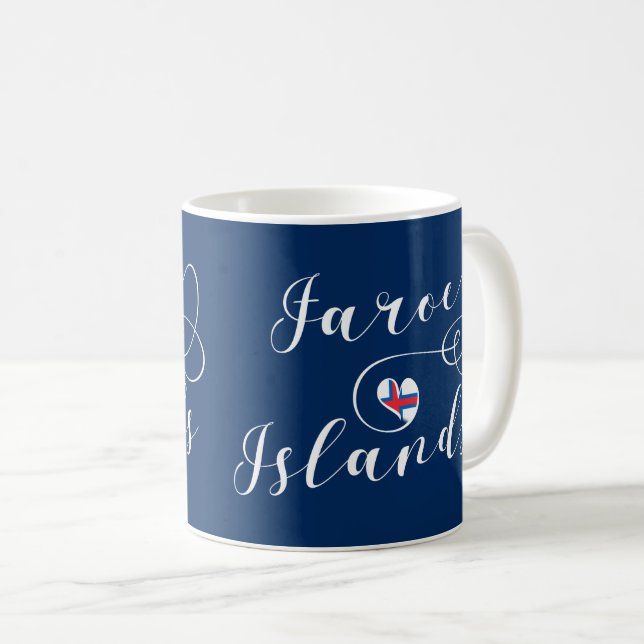 Heart Faroe Islands Flag, Faeroe Islands, Coffee Mug (Front Right)