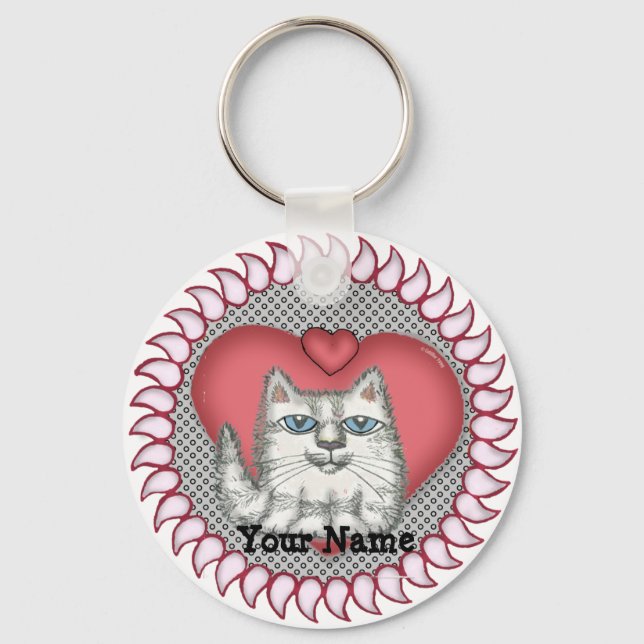 Heart Fat Cat  keychain (Front)