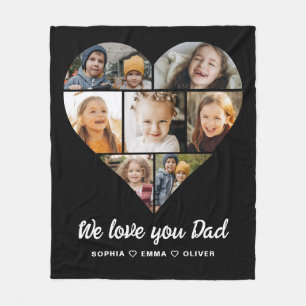 Heart Fathers Day Photo Instagram Collage Fleece Blanket