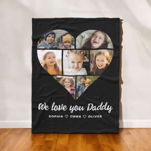 Heart Fathers Day Photo Instagram Collage Fleece Blanket