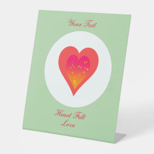 Heart Felt Love Triple Heart Shape Lt Green  Pedestal Sign