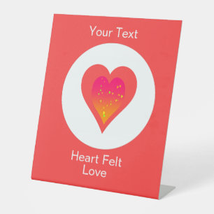 Heart Felt Love Triple Heart Shape  Pedestal Sign