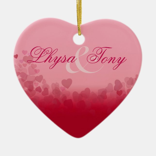 Heart Festival Valentine Love Newlyweds Couples Ceramic Tree Decoration (Front)