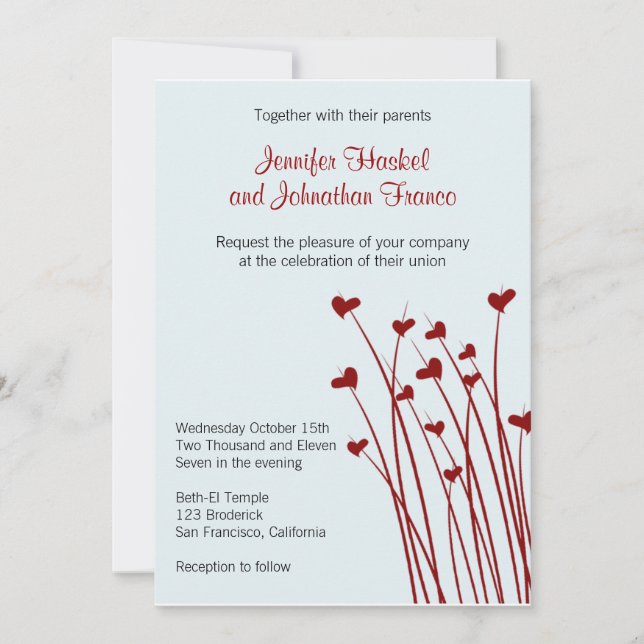 Heart Fields Sweetness Wedding Invite (Front)