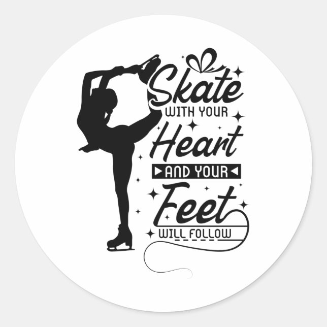 Heart Figure Skating Classic Round Sticker (Front)