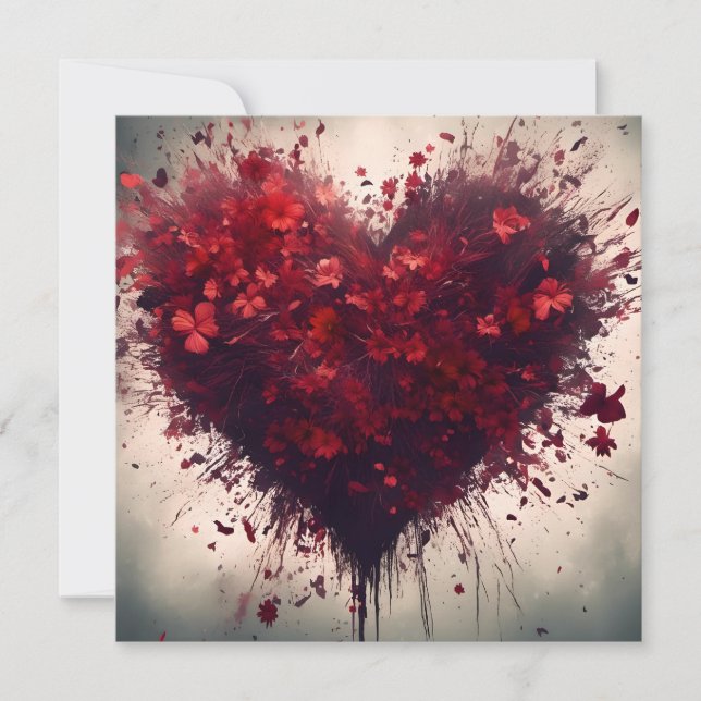 Heart Filled with Bursting Red Flowers Invitation (Front)