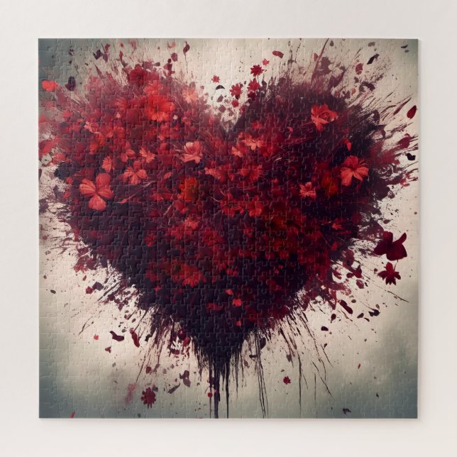 Heart Filled with Bursting Red Flowers Jigsaw Puzzle (Vertical)