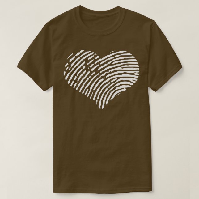 Heart Fingerprint White Love T-Shirt (Design Front)