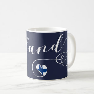 Heart Finland Mug, Finn, Finnish Coffee Mug