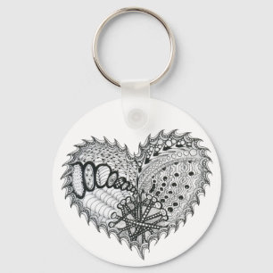 Heart Fire Doodle Key Ring
