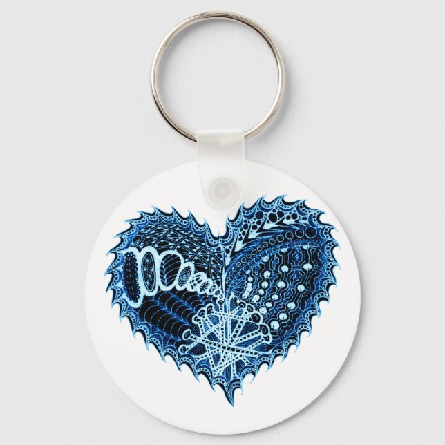 Heart Fire Doodle Key Ring (Front)