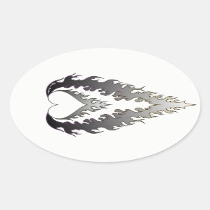 Heart Fire Stickers : Silver