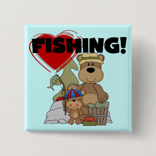 HEART Fishing Tshirts and Gifts 15 Cm Square Badge
