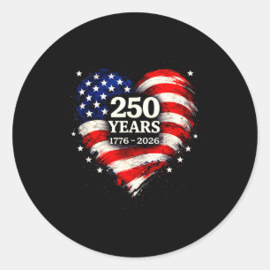 Heart flag 250 years of freedom design usa 1776 to classic round sticker