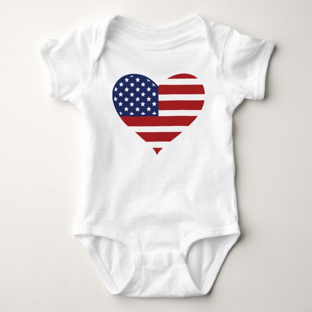 Heart Flag Baby Bodysuit (Front)