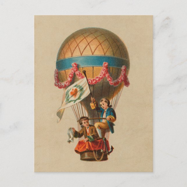 Heart Flag Hot Air Balloon Postcard (Front)