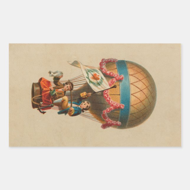 Heart Flag Hot Air Balloon Rectangular Sticker (Front)