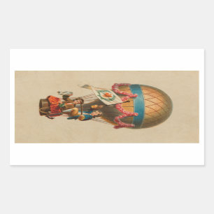 Heart Flag Hot Air Balloon Rectangular Sticker