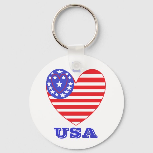 Heart Flag USA Key Ring (Front)