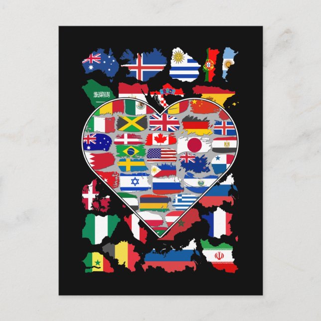 Heart Flags of the World Country Travelling Postcard (Front)