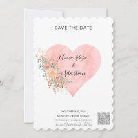 *~* Heart Floral AR6 WEDDING SAVE the DATE QR