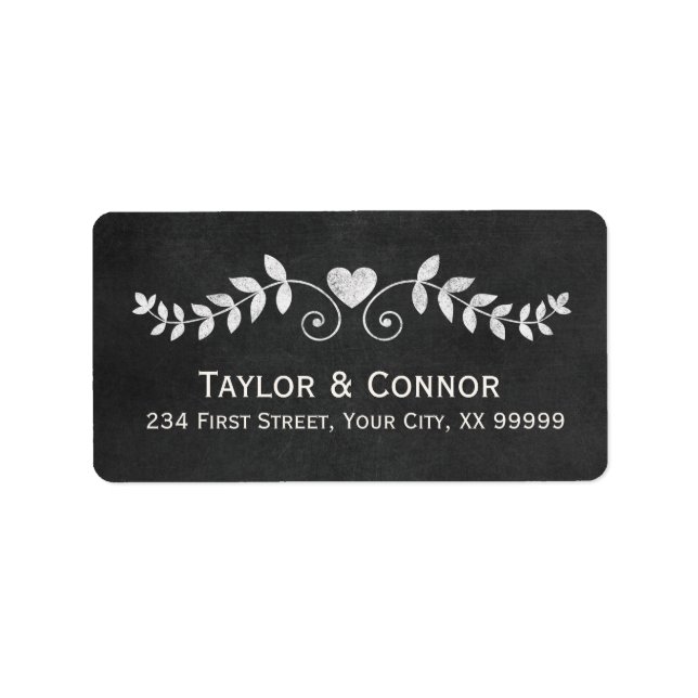 Heart Floral Chalkboard Love Address Label (Front)