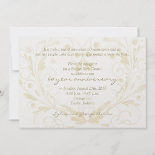 Heart Floral Diamond 60th Wedding Anniversary Invitation
