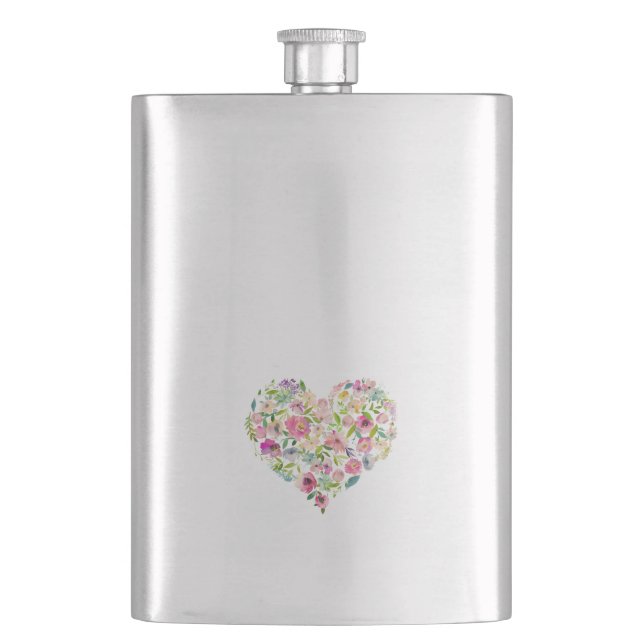 heart floral love wedding bachelor party hip flask (Front)