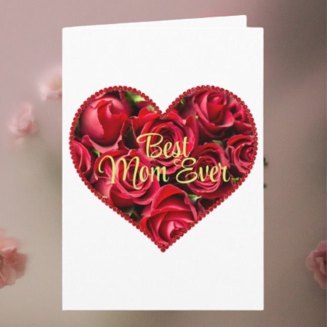 Heart Floral Modern Best Mum Ever Mothers Day Card (Creator Uploaded)