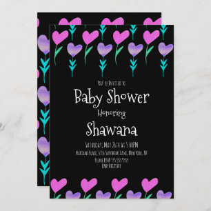 Heart Floral Valentines Day Baby Shower Invitation