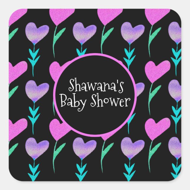 Heart Floral Valentines Day Baby Shower    Square Sticker (Front)