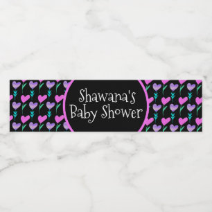 Heart Floral Valentines Day Baby Shower   Water Bottle Label