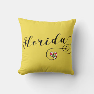 Heart Florida Pillow, Miami Floridian Cushion