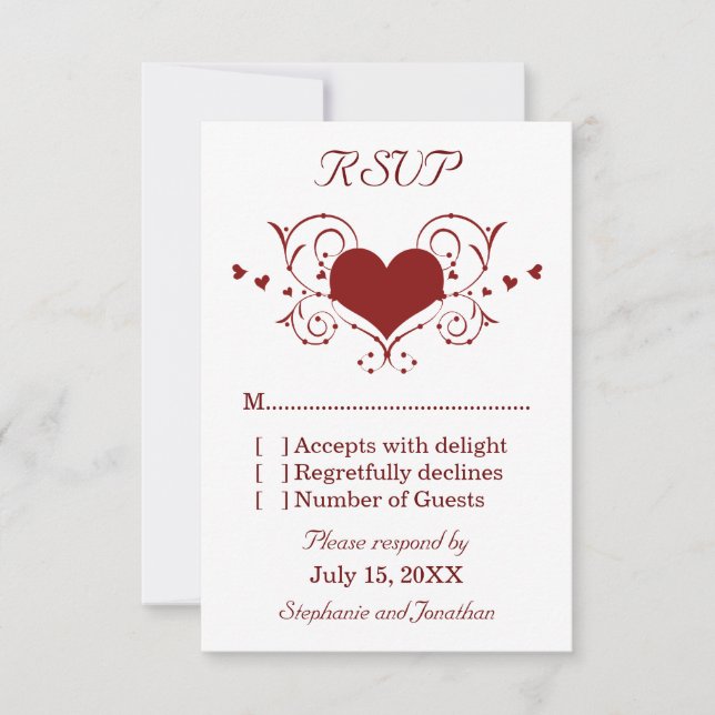 Heart Flourish Response Card, Red (Front)