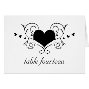 Heart Flourish Table Number Card, Black