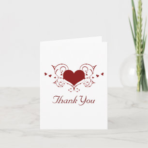 Heart Flourish Thank You Card, Red Card