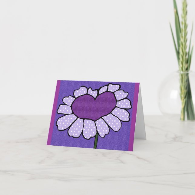 Heart flower blank note card (Front)
